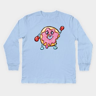 Worried Doughnut Donut with Pink Frosting Kids Long Sleeve T-Shirt